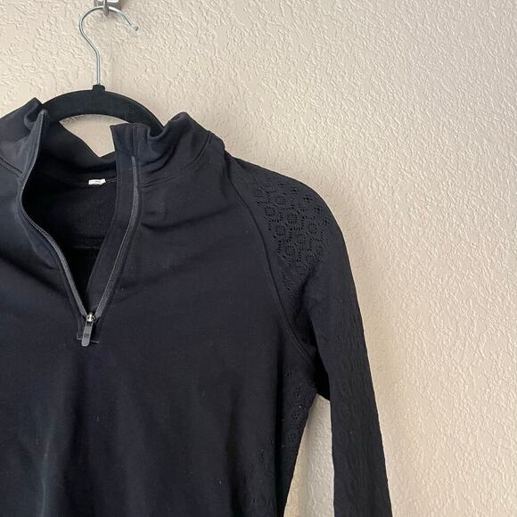 Lululemon Women’s Long Sleeve Mesh Shirt Swiftly Style Black 1/2 Zip Stretch - Picture 4 of 7